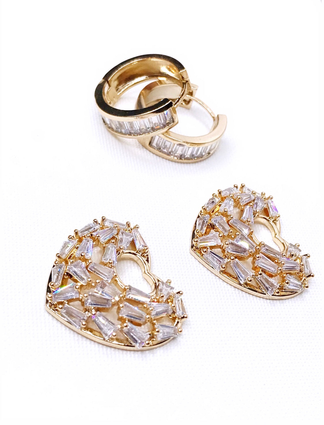 2 in 1 Zirconia Heart Hoop Earring