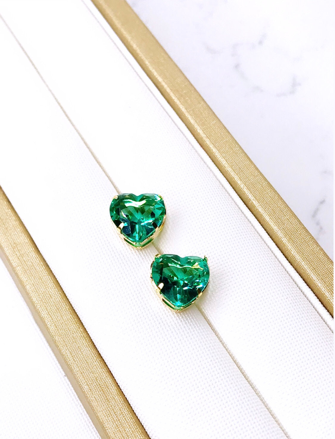 Emerald Heart Crystal Earring