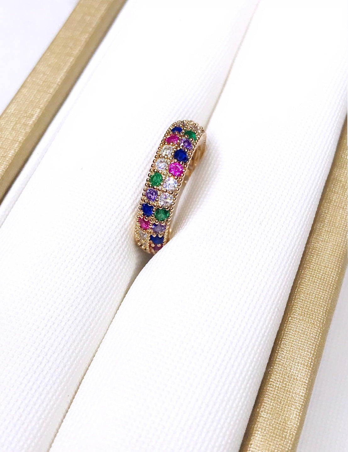 Colored Double Pave Fake Piercing