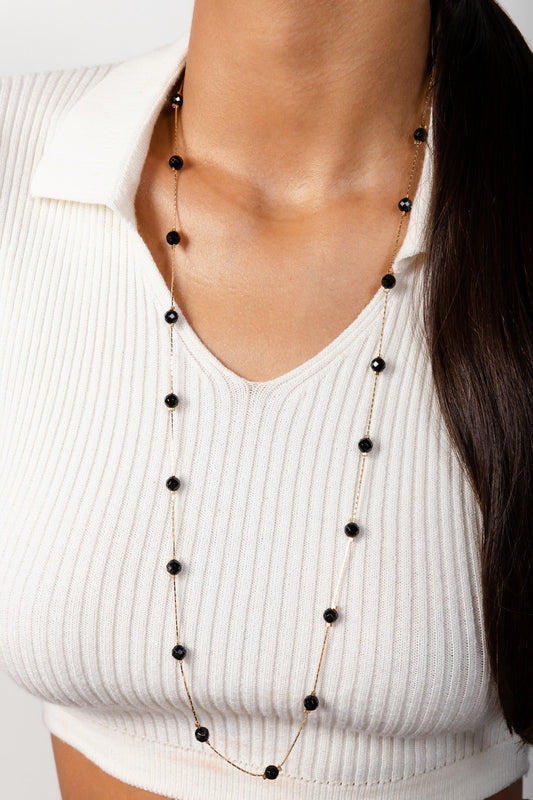 Long Black Crystal Necklace