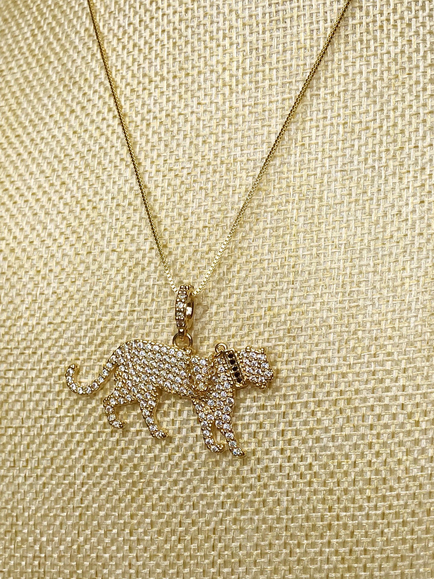 Body Panther Designer Inspiration Pave Stud Necklace and Earrings Set