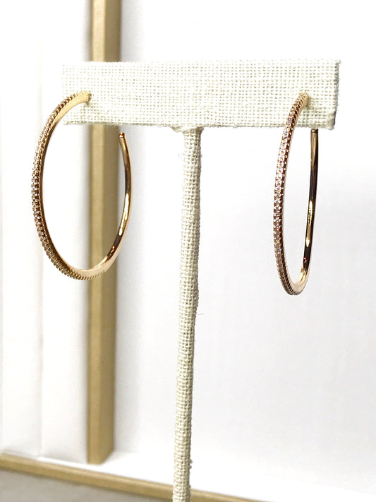 Medium Oval Pave Hoop Earring