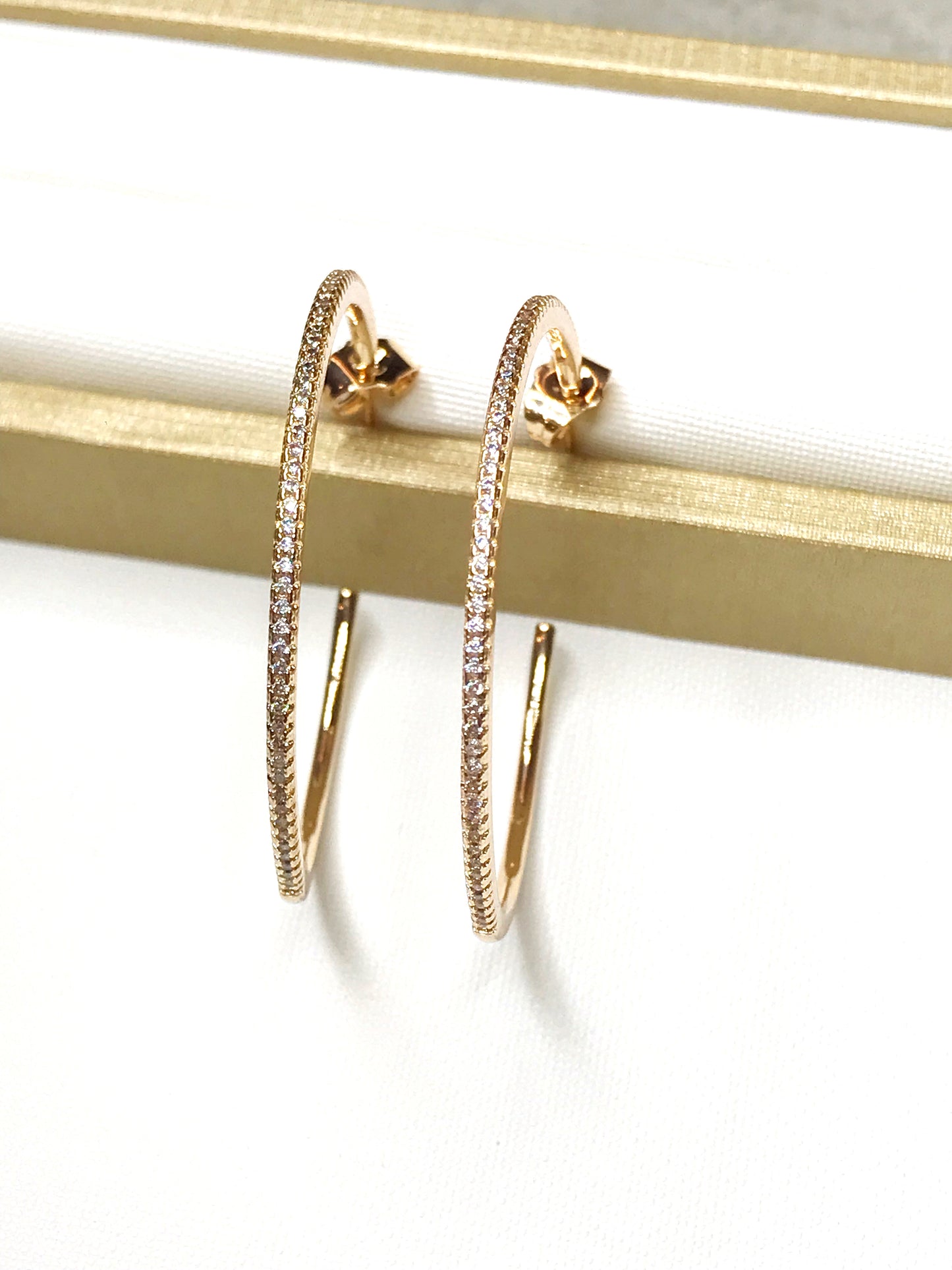 Medium Oval Pave Hoop Earring