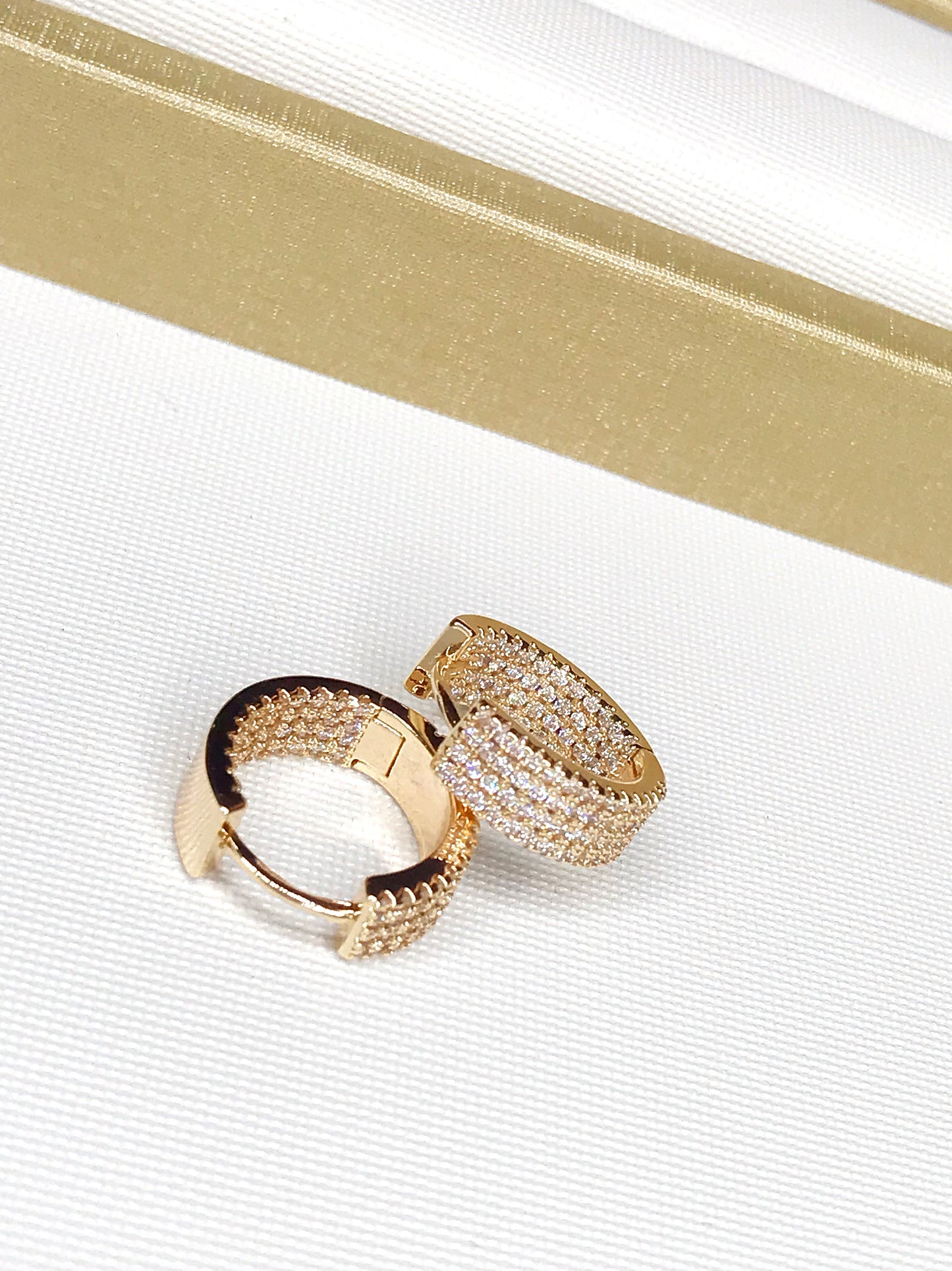 Small Wide Pave Hoop Earring