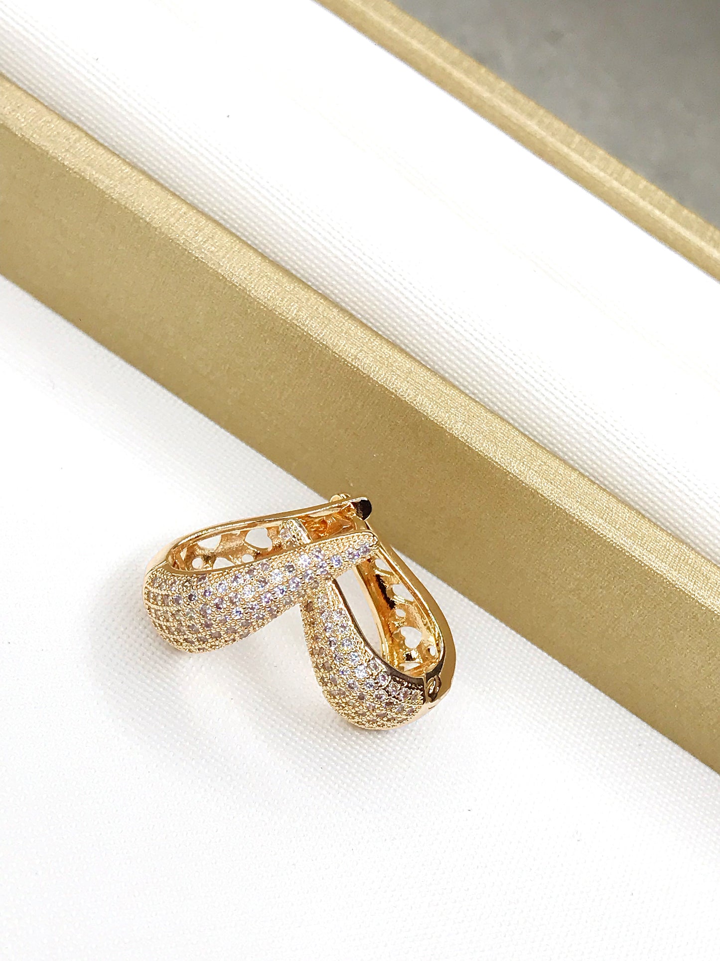Small Droplet Pave Hoop Earring