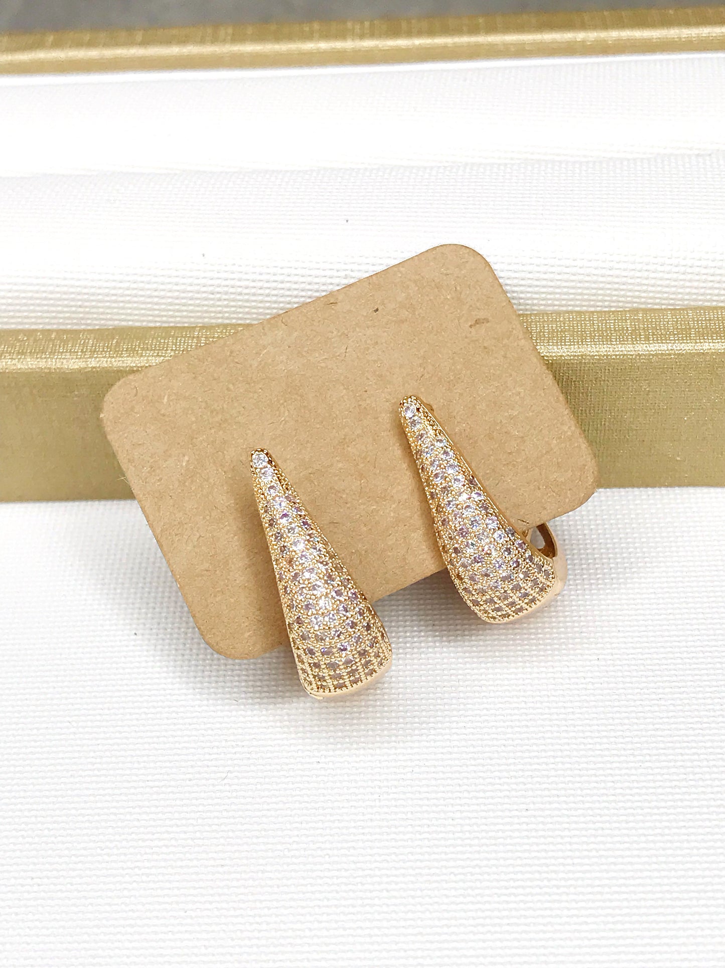 Small Droplet Pave Hoop Earring