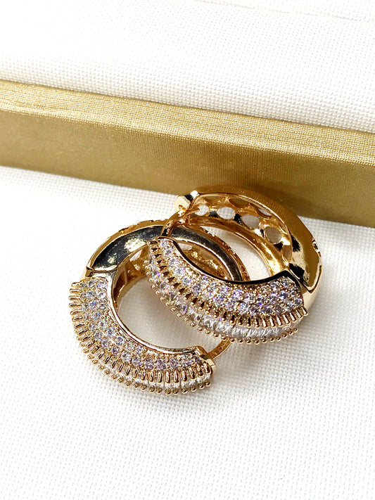 Super Luxury Pave Navette Zirconia Hoop Earring