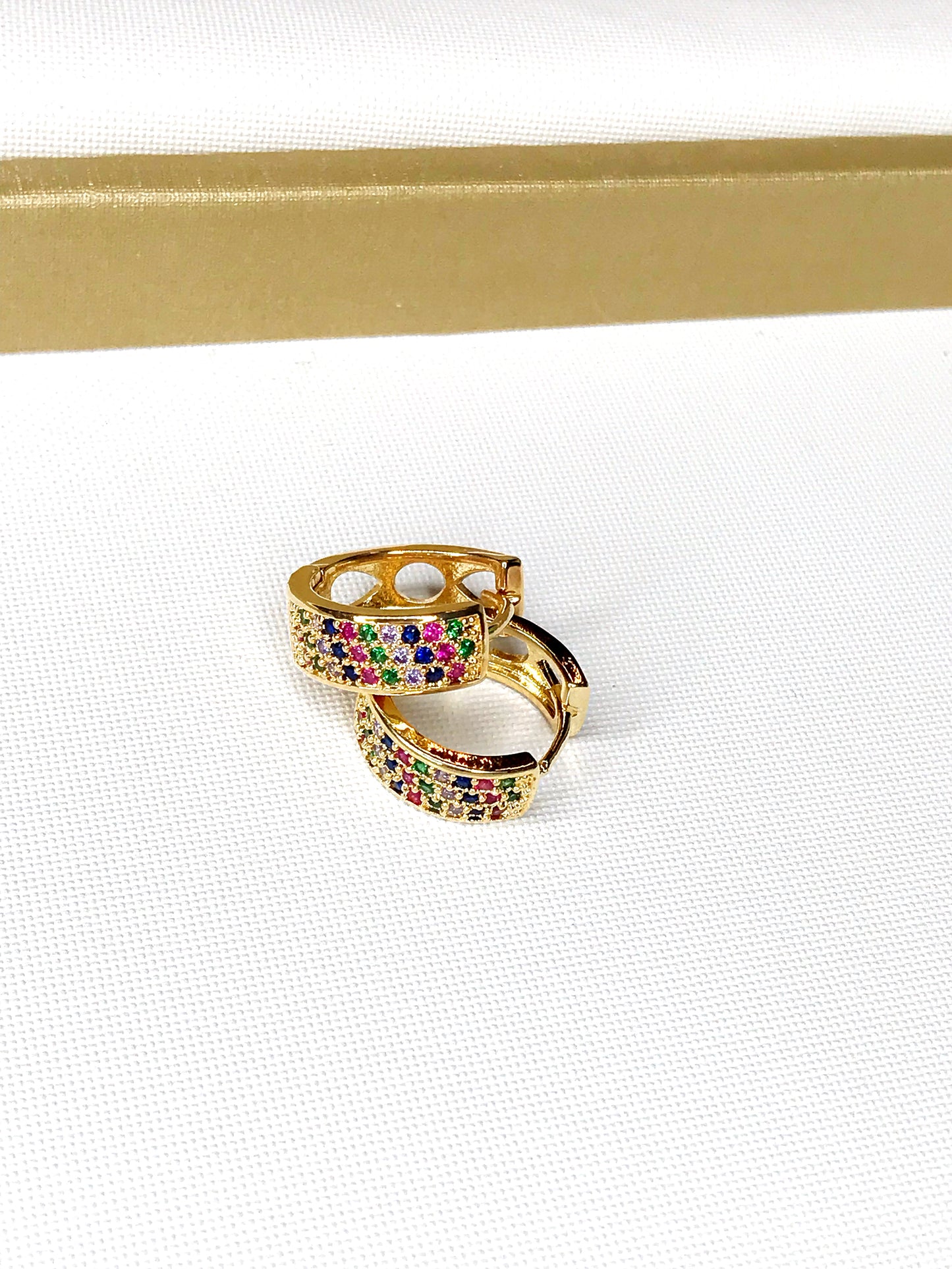 Small Colored Pave Hoop Earring