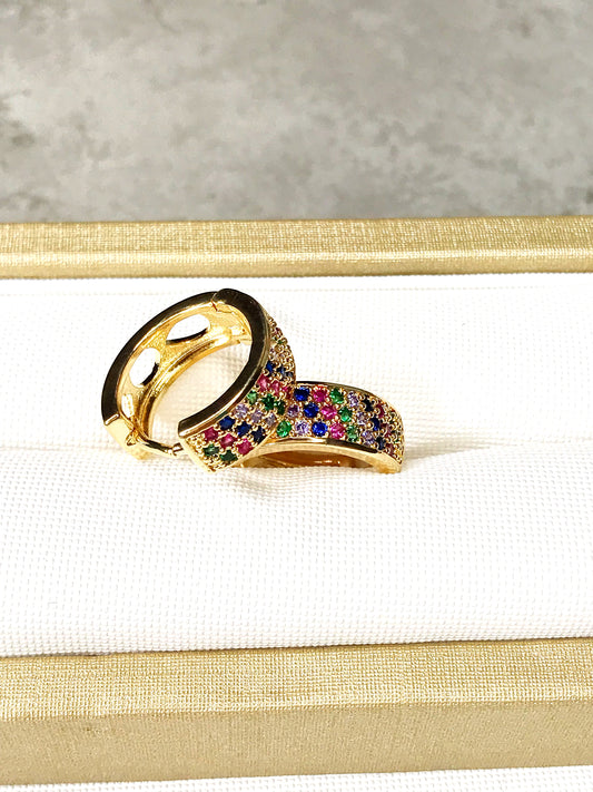 Small Colored Pave Hoop Earring