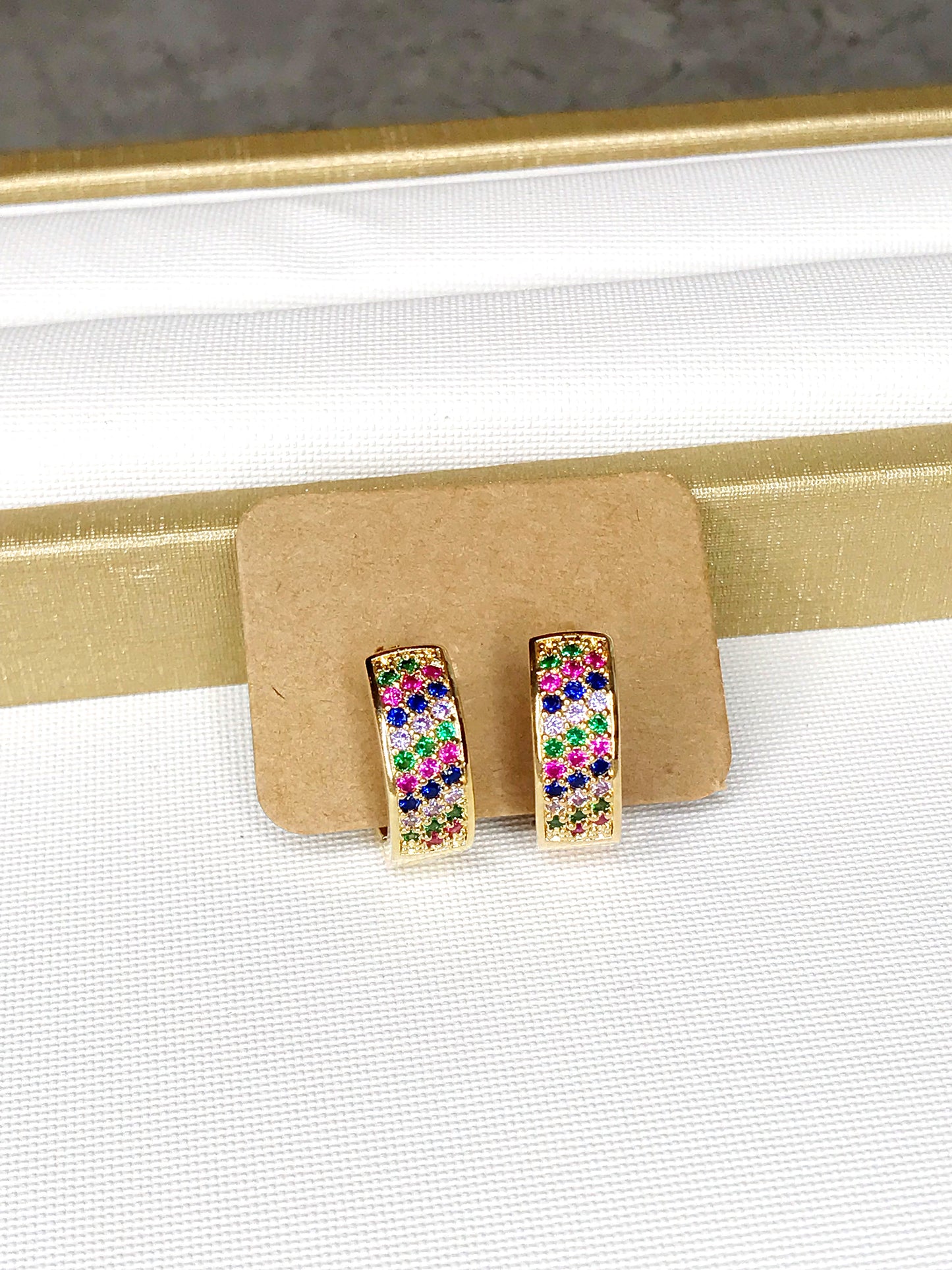 Small Colored Pave Hoop Earring