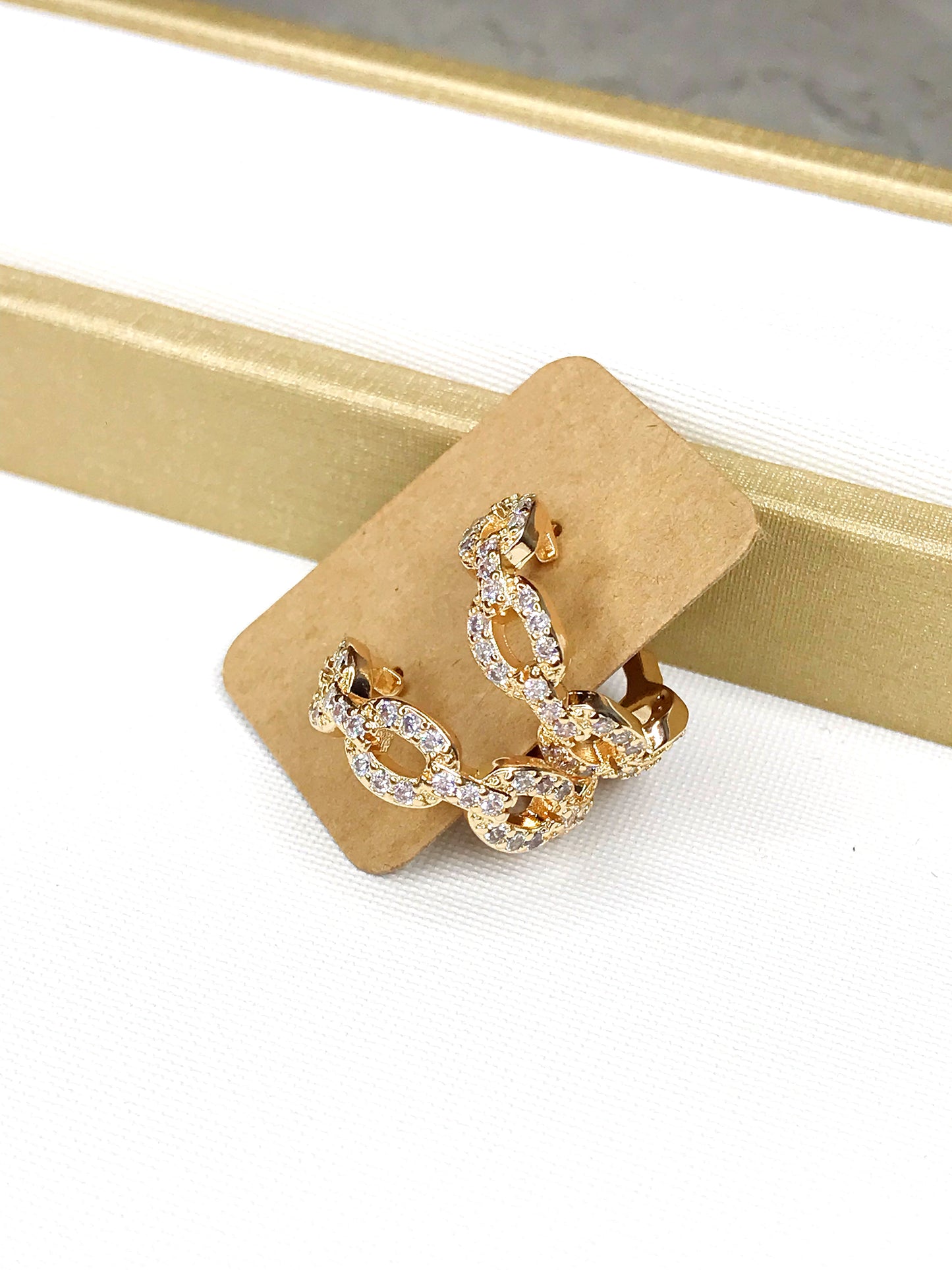 Small Pave Link Hoop Earring