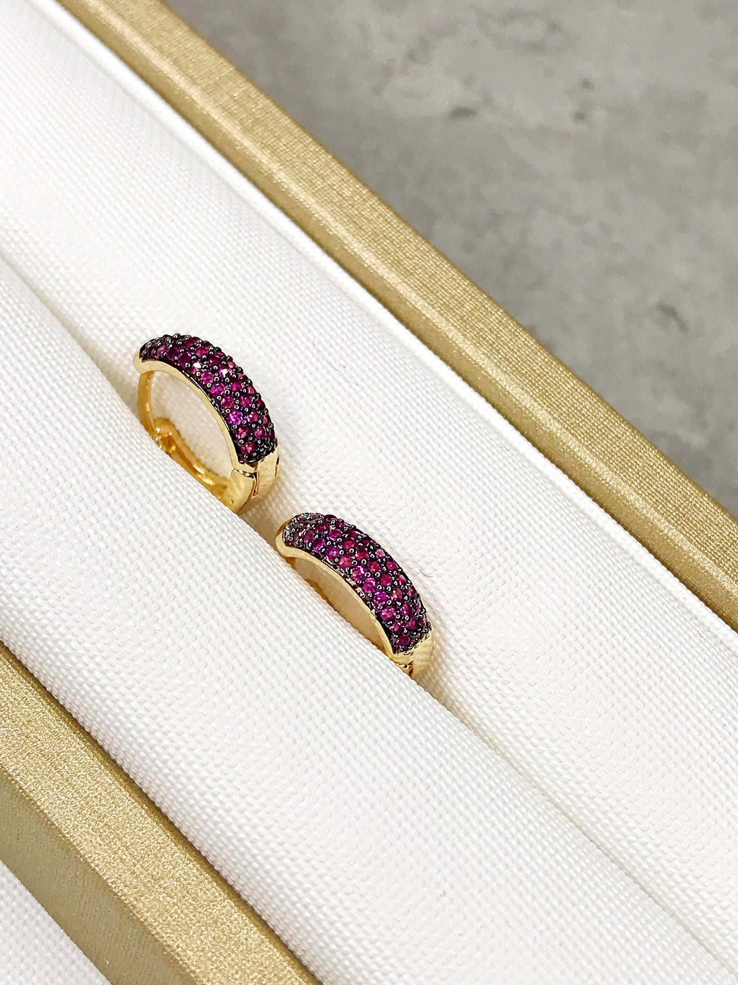 Small Rubi Zirconia Pave Hoop Earring