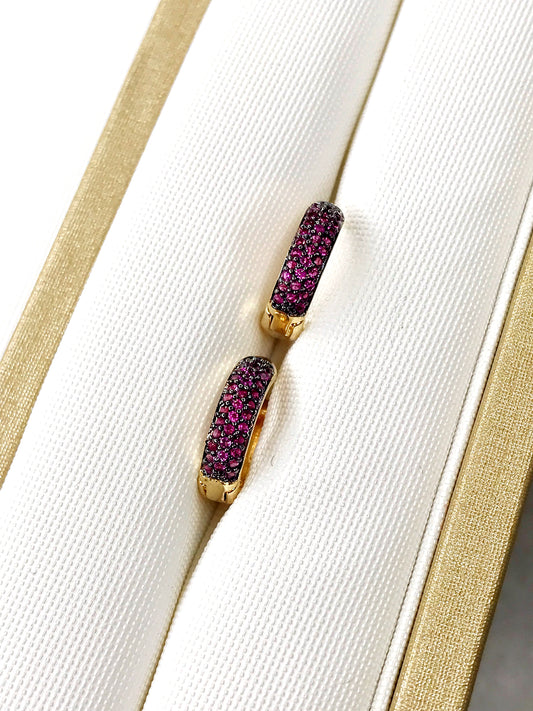 Small Rubi Zirconia Pave Hoop Earring