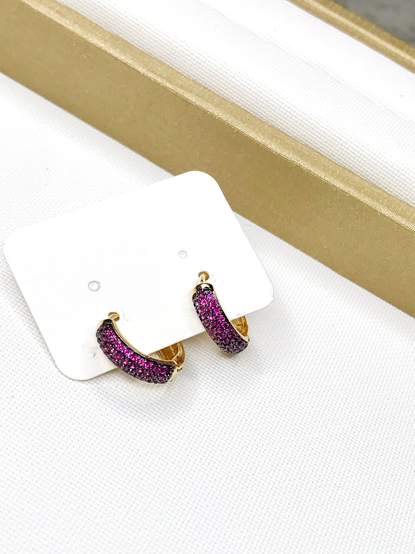 Small Rubi Zirconia Pave Hoop Earring