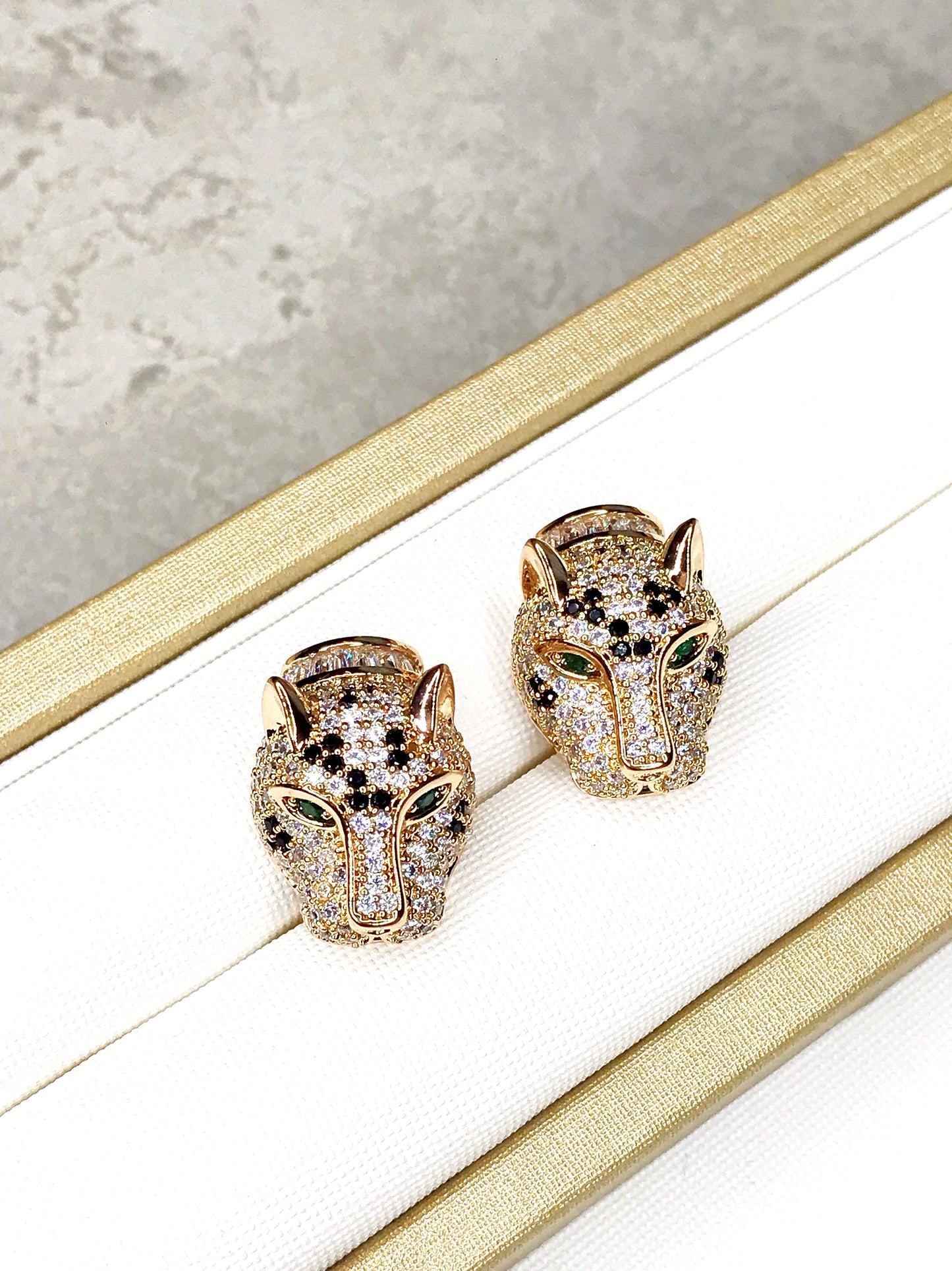 Black and White Pave Panther Earring
