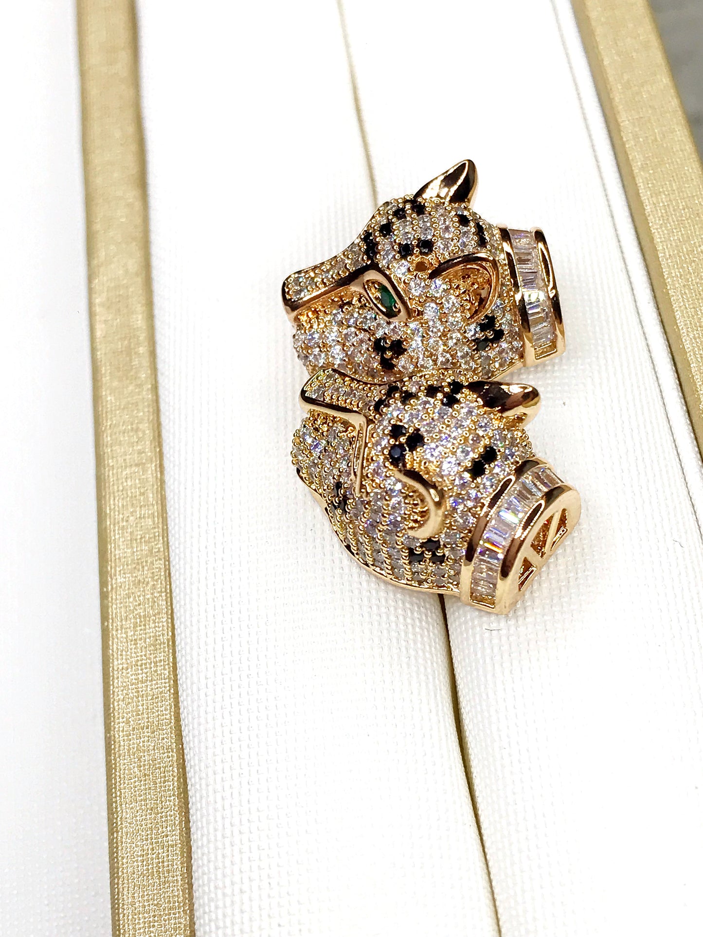 Black and White Pave Panther Earring
