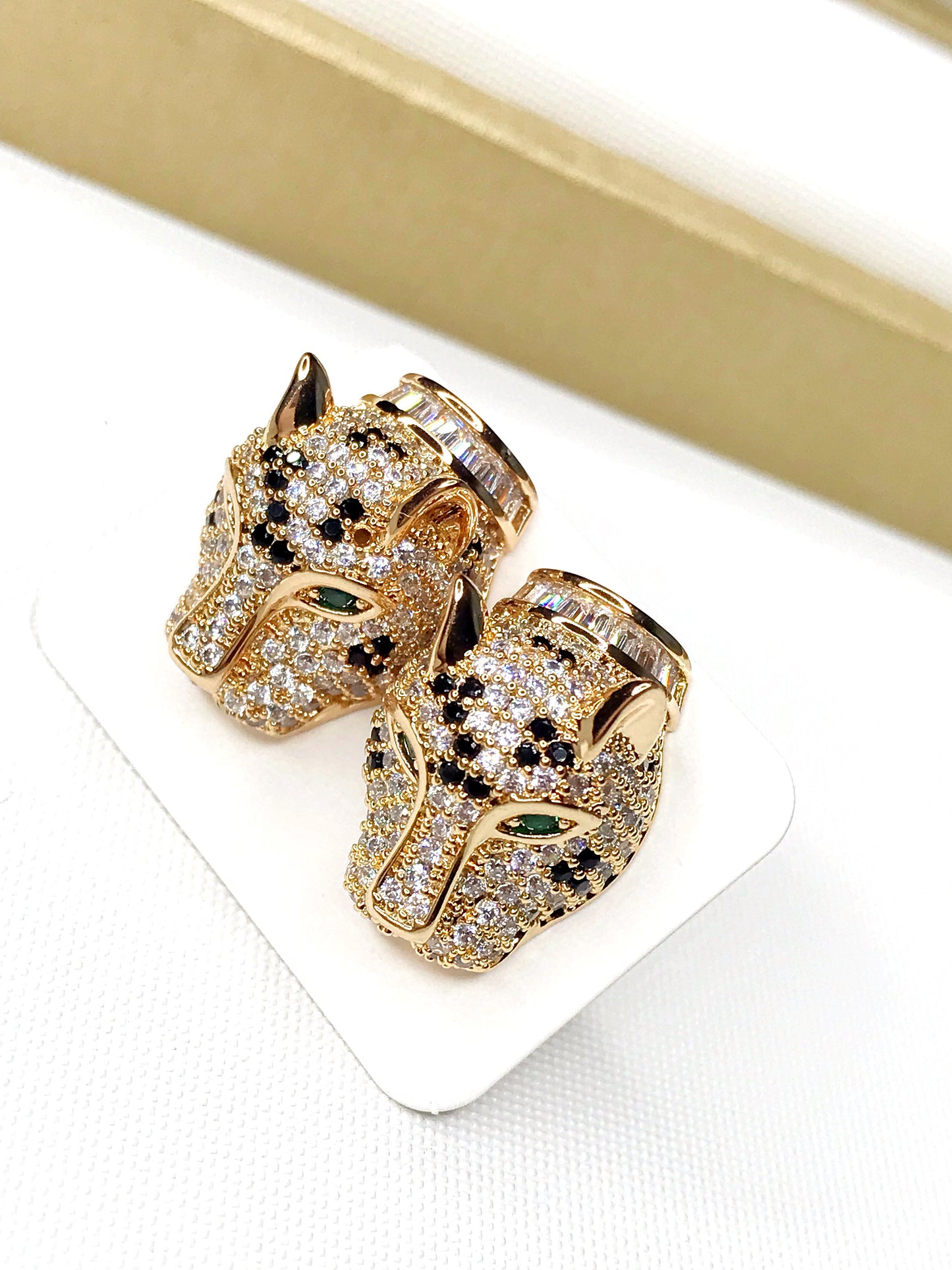 Black and White Pave Panther Earring