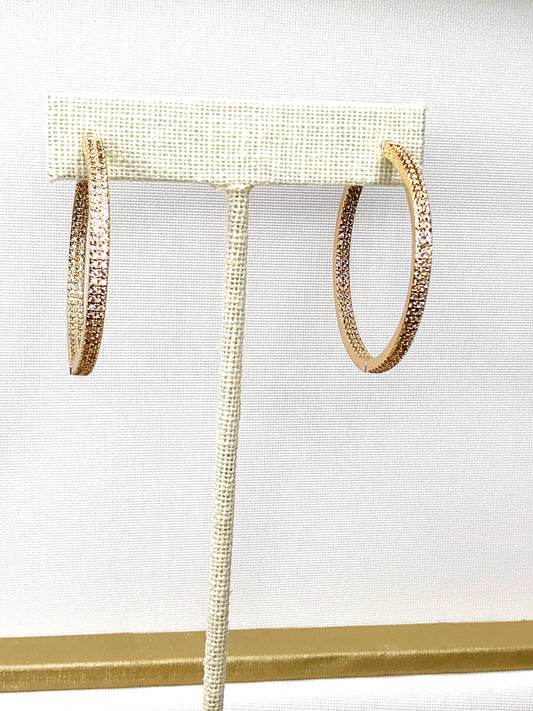 Medium Double Pave In and Out Hoop Earring