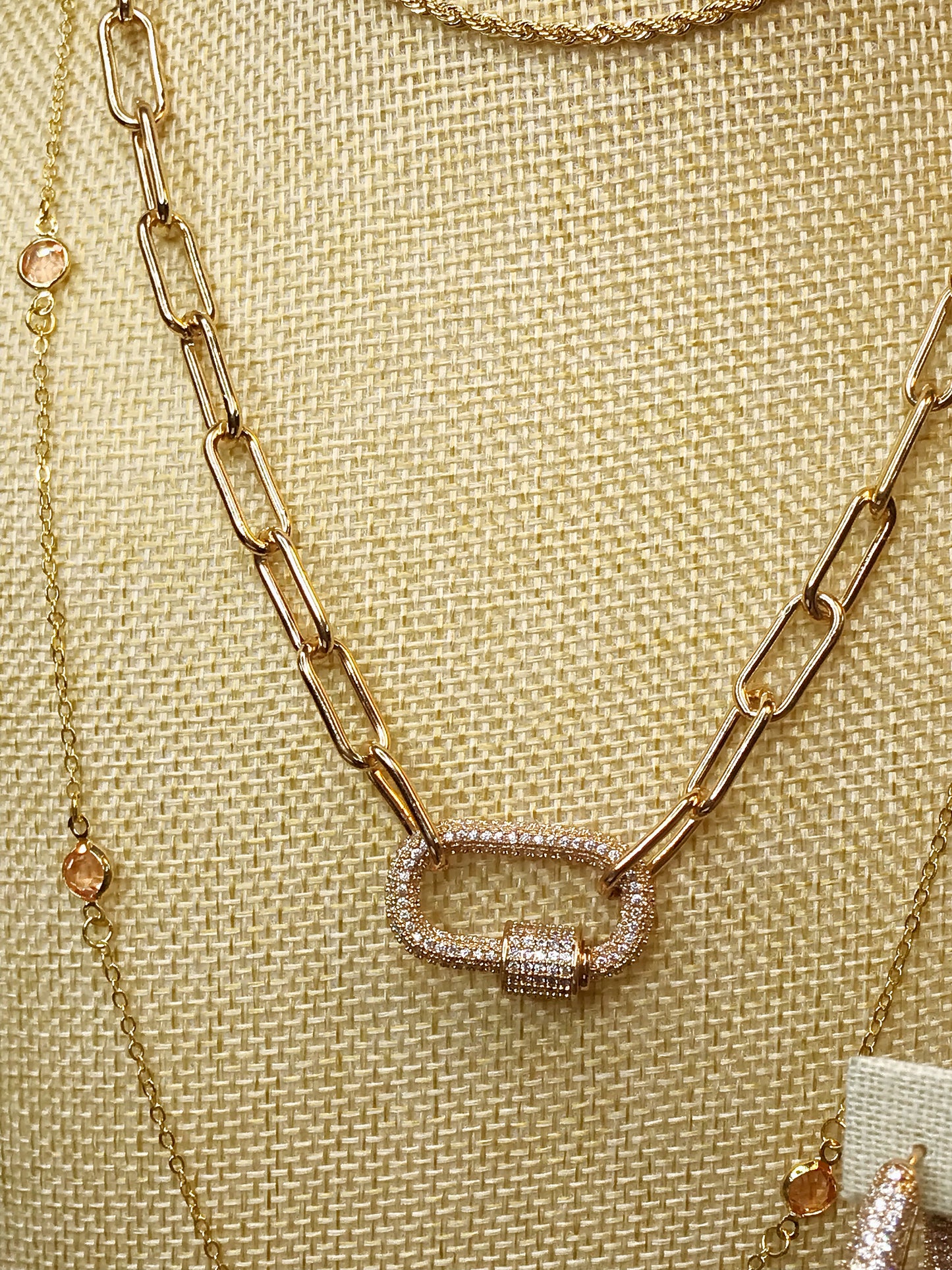 Peach Crystal Beads Long Necklace
