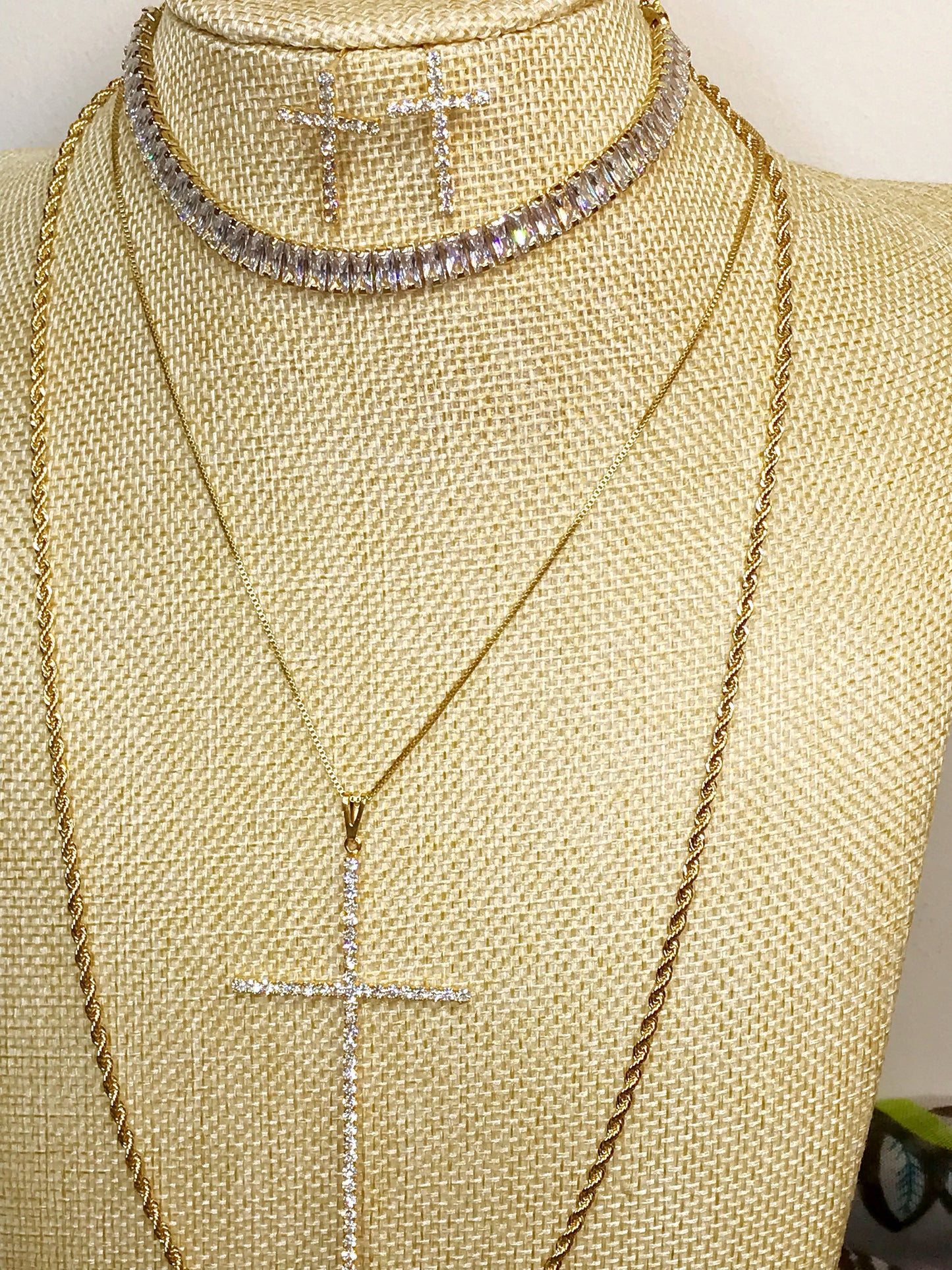 Maxi Cross Pave Necklace and Earring Set
