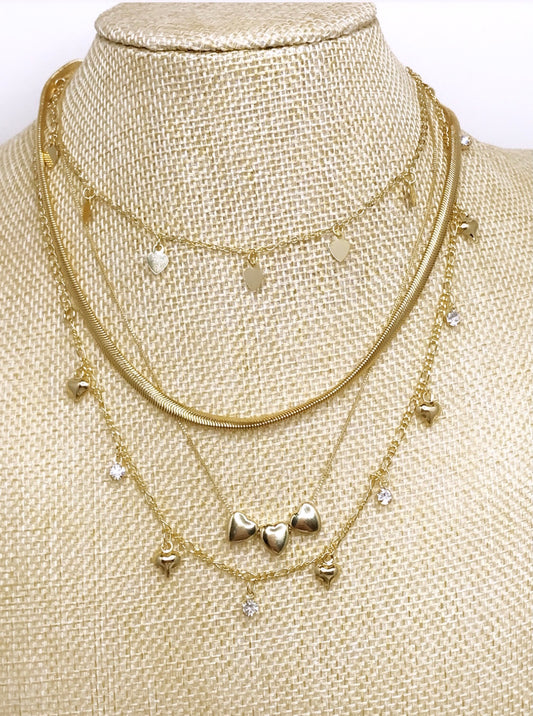 Puffy Hearts & Crystals Choker Necklace