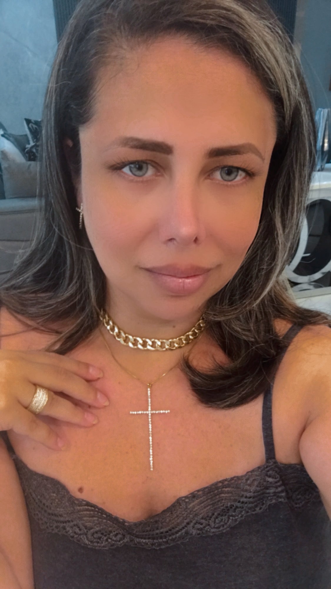 Maxi Cross Pave Necklace and Earring Set