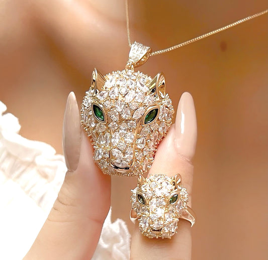 Zirconias Baguette Panther Maxi Necklace