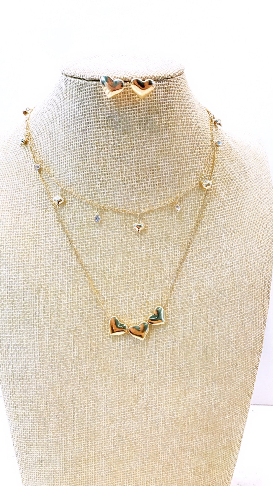 Heart Trio Necklace and Earring Set