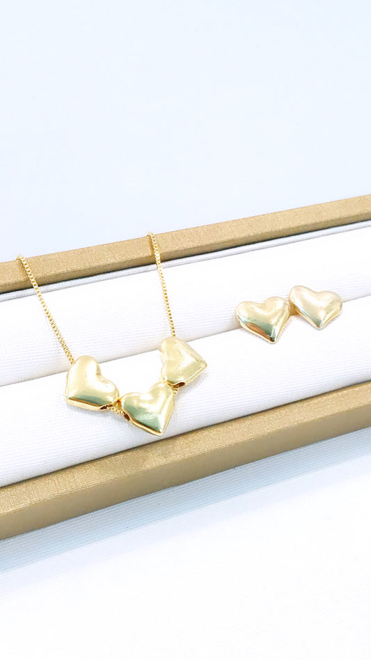 Heart Trio Necklace and Earring Set