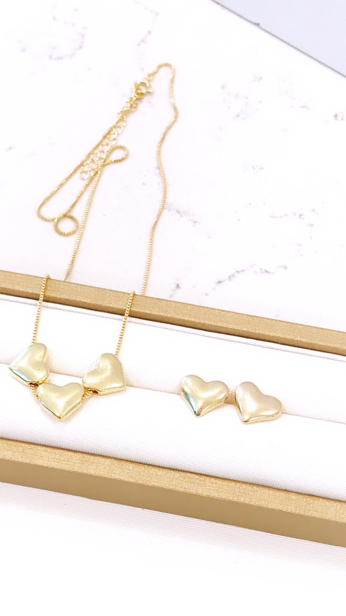 Heart Trio Necklace and Earring Set