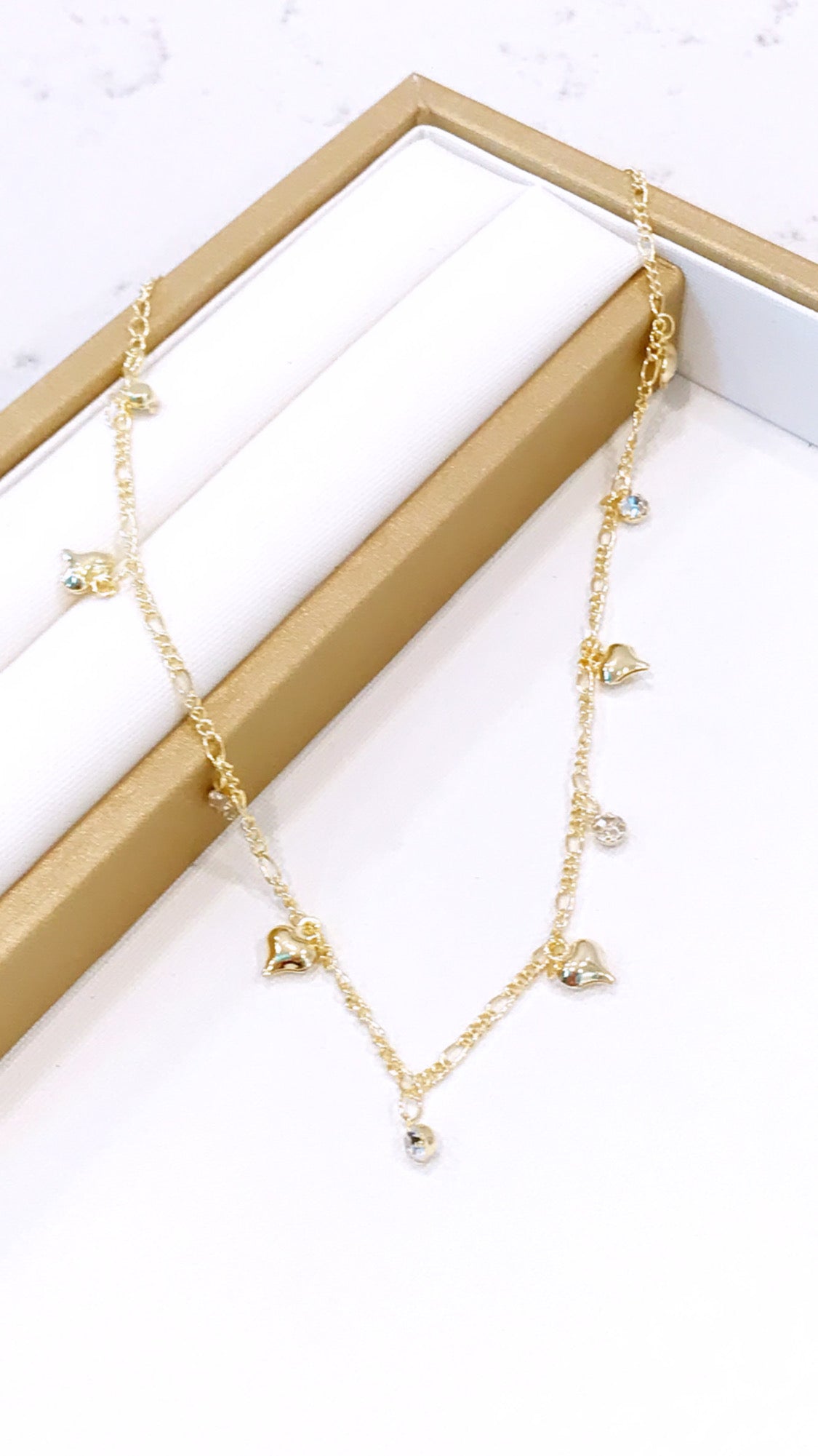 Puffy Hearts & Crystals Choker Necklace