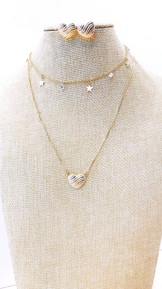 Stripes Heart Necklace and Earring Set