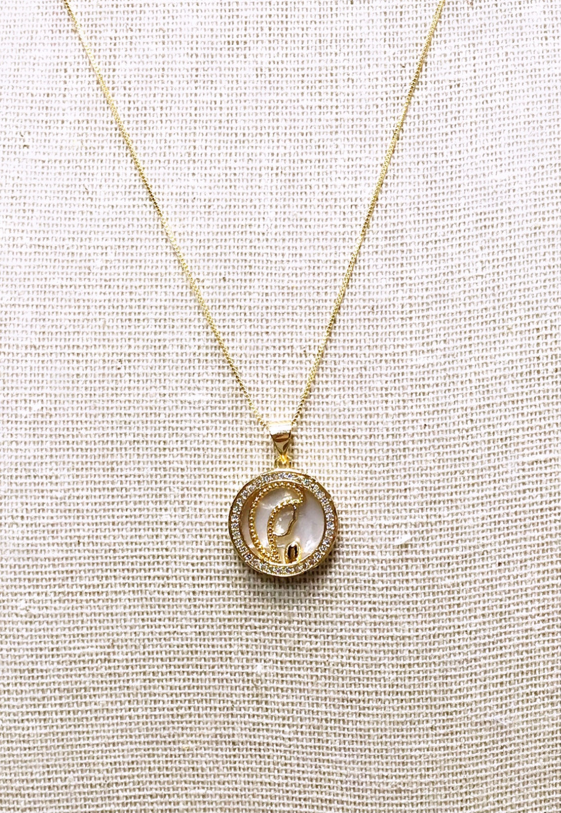 Delicat Mother Pearl Virgin Mary Necklace