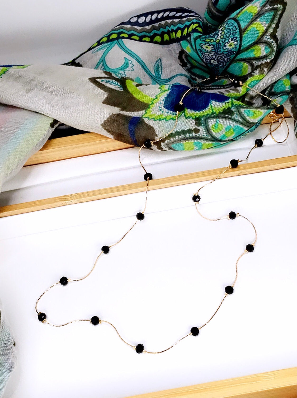 Long Black Crystal Necklace
