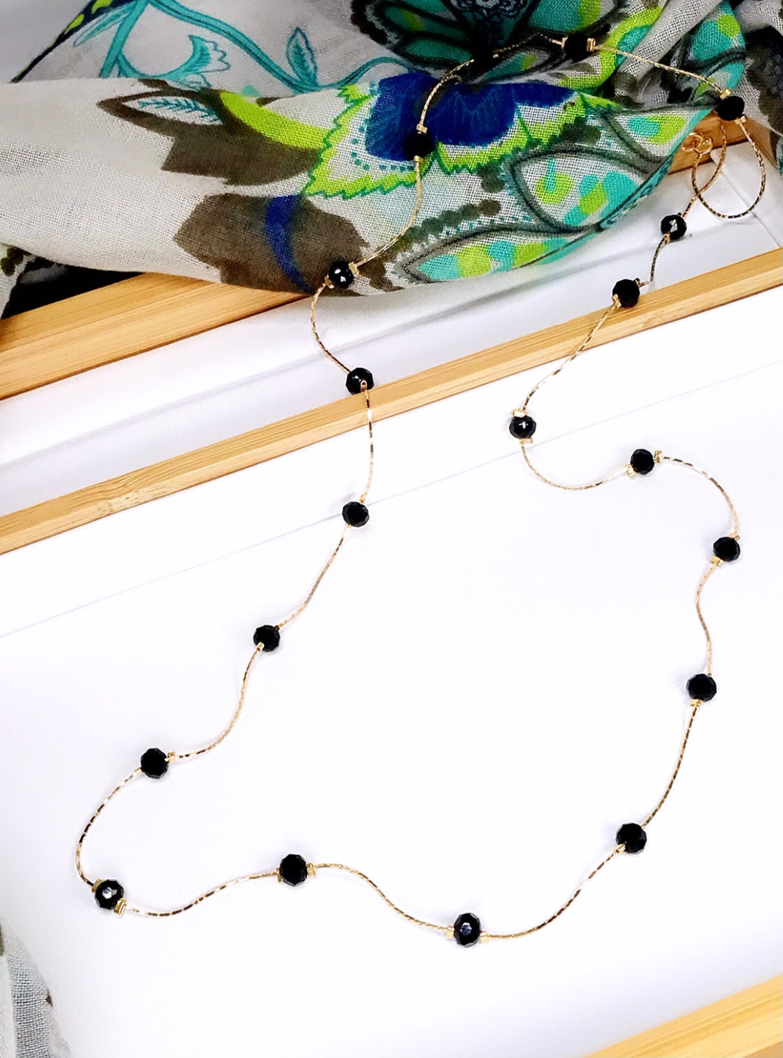 Long Black Crystal Necklace