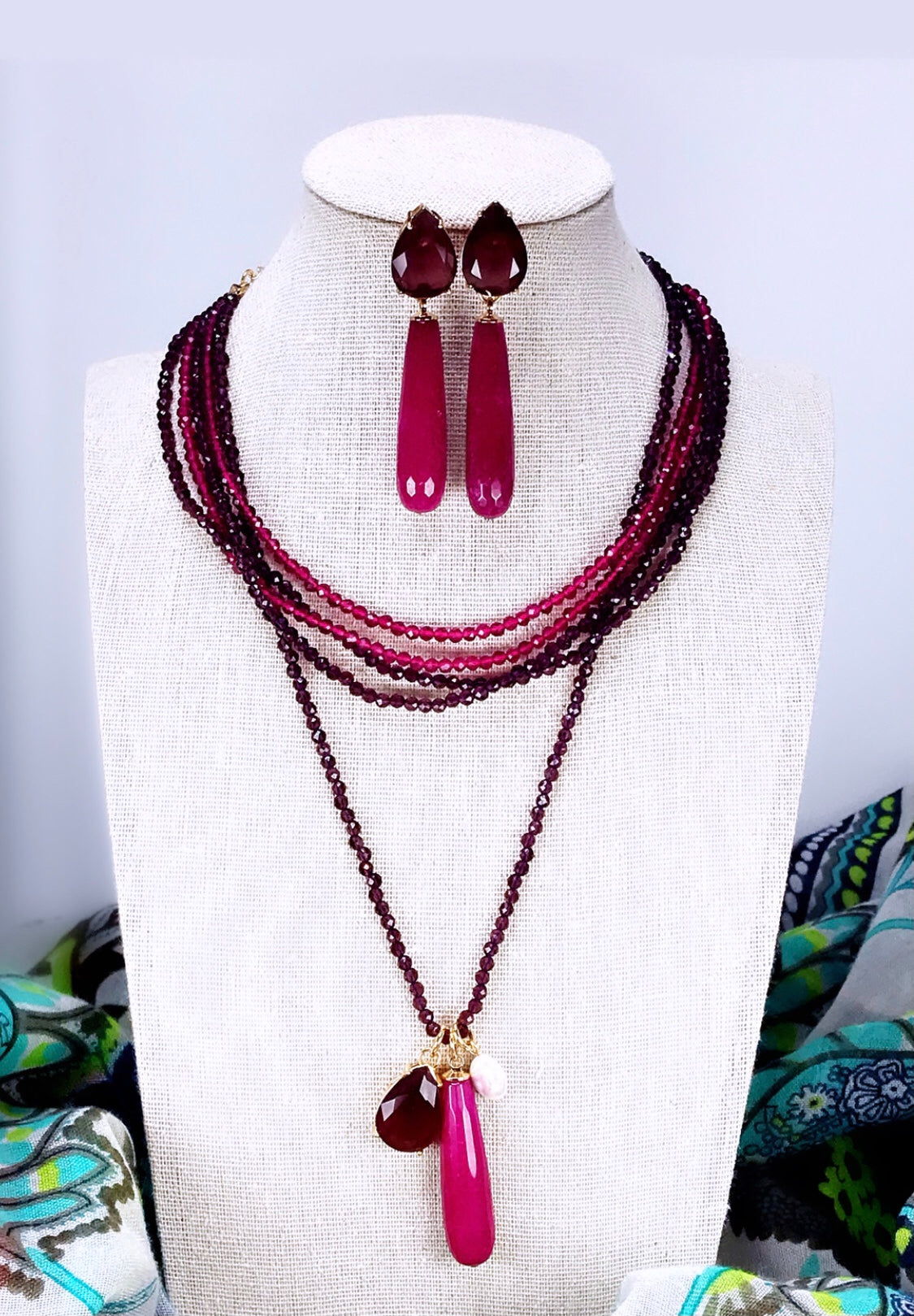 Wine Crystal Choker Necklace