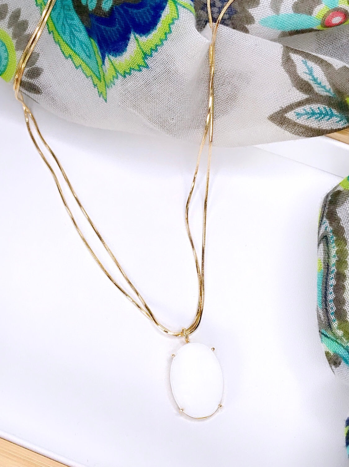 Lux Mother Pearl Double Chain Necklace