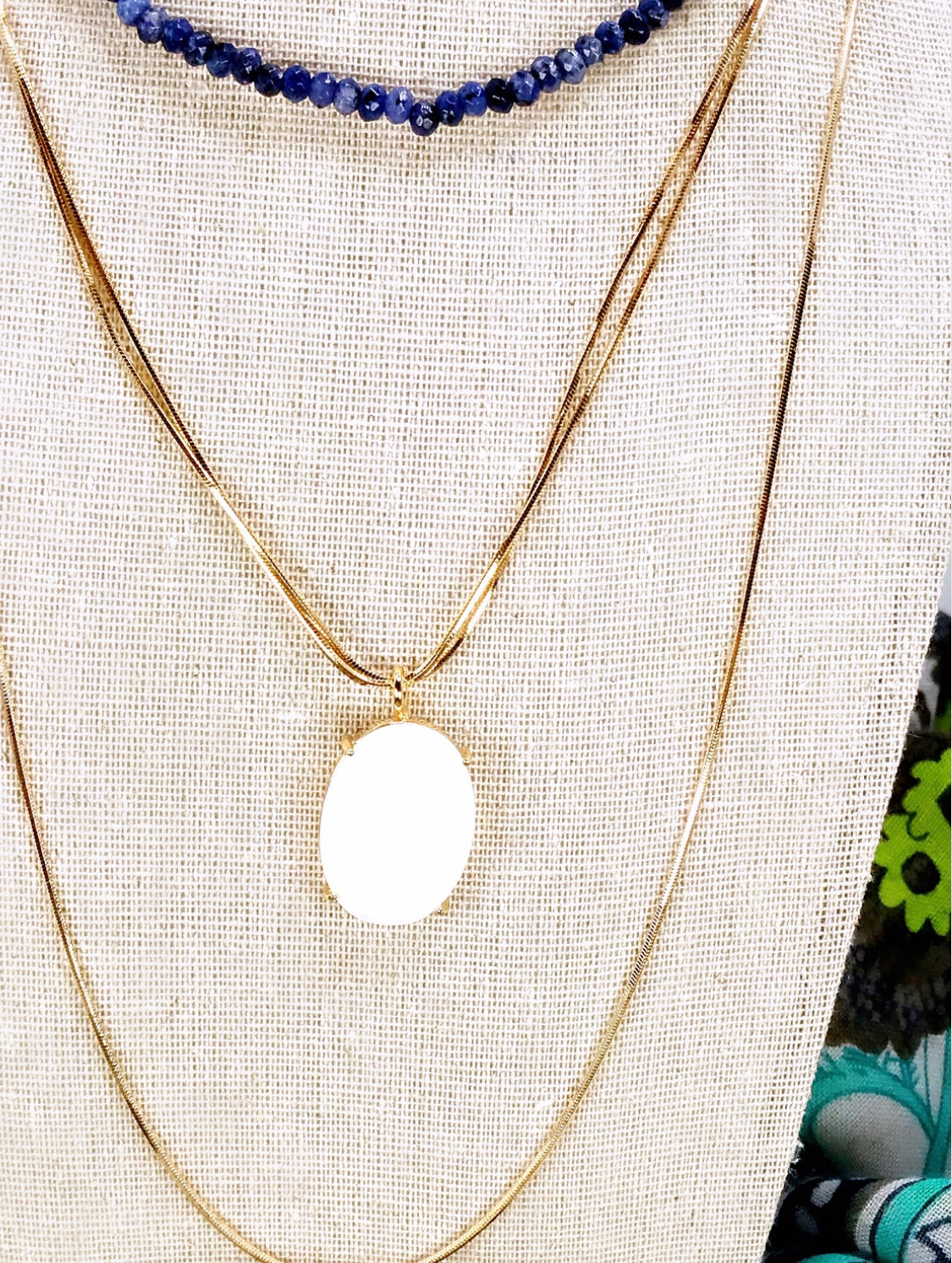 Lux Mother Pearl Double Chain Necklace