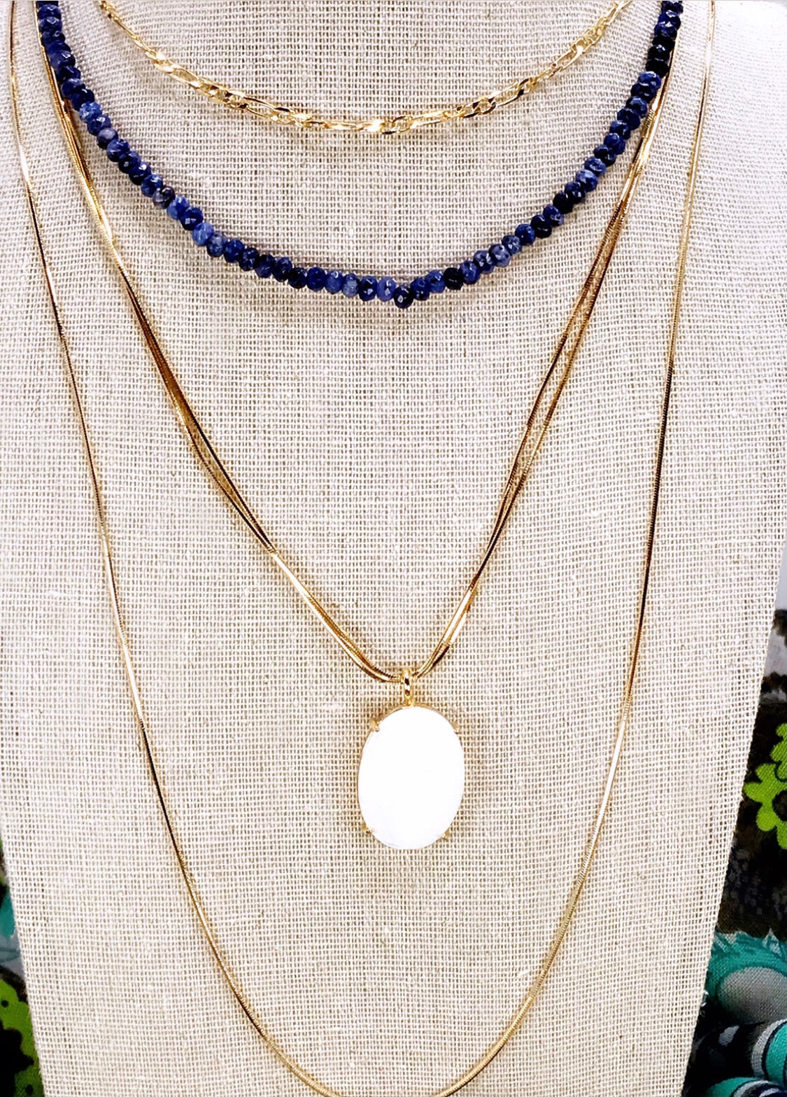 Lux Mother Pearl Double Chain Necklace