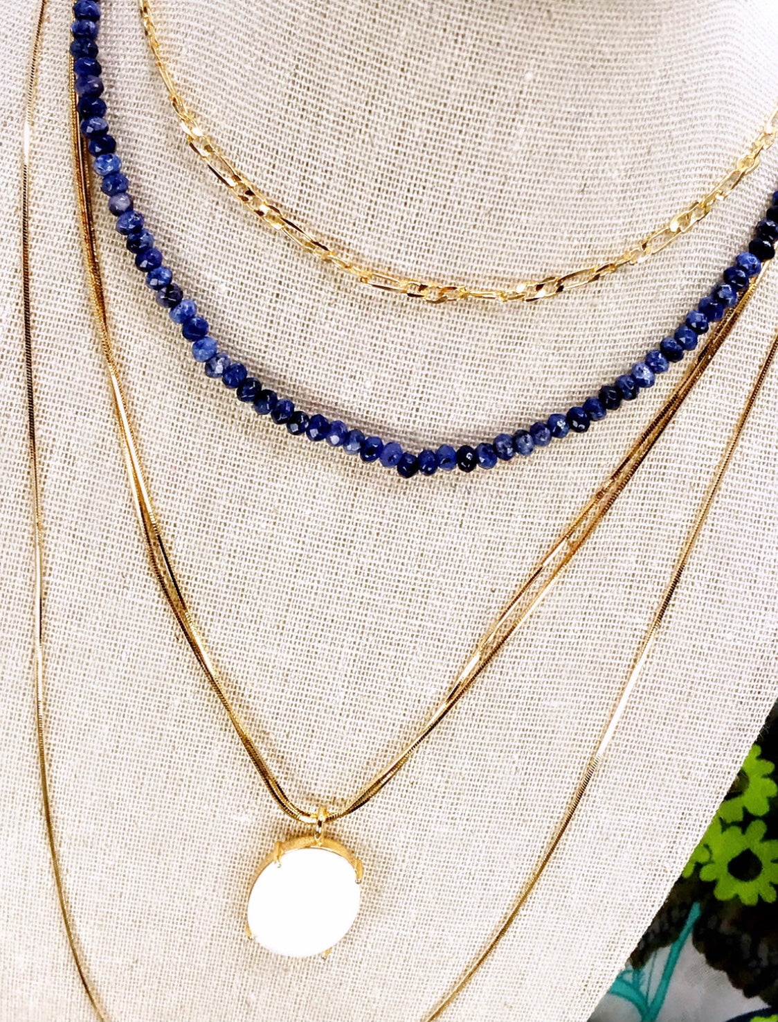 Lux Mother Pearl Double Chain Necklace