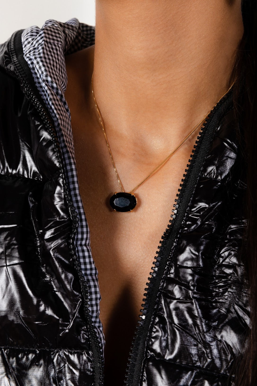 Onyx Black Crystal Gem Necklace and Earring Set