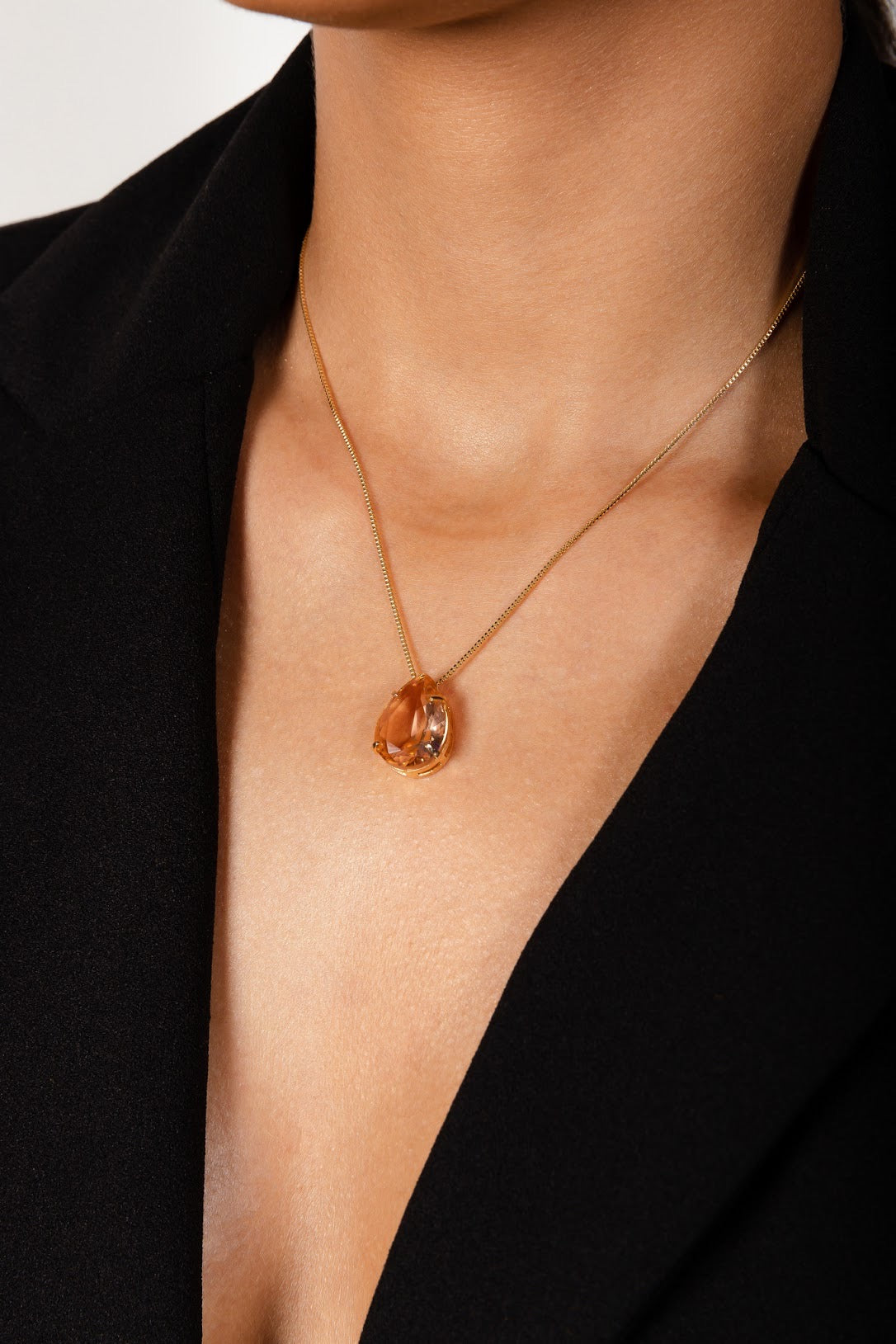 Morganite Gem Necklace and Earring Set