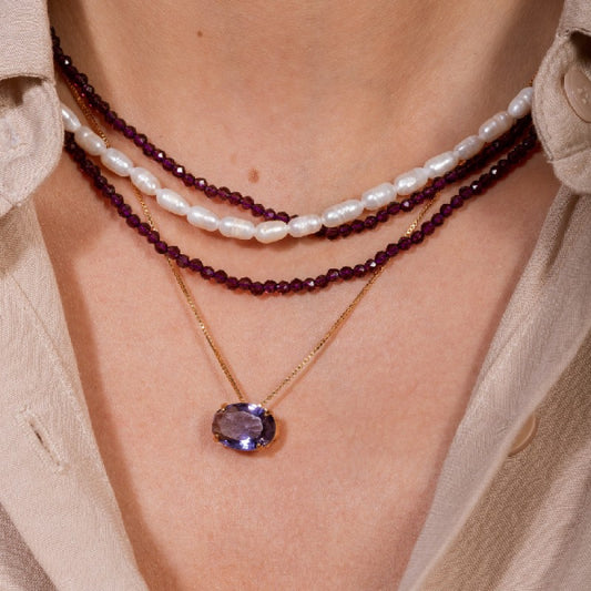 Wine Crystal Choker Necklace