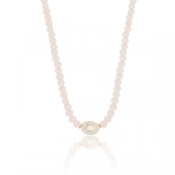 Pearl Solitaire Blush Crystal Choker Necklace
