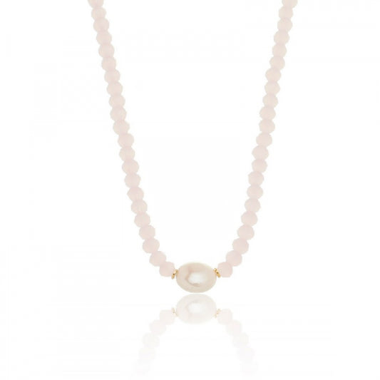 Pearl Solitaire Blush Crystal Choker Necklace