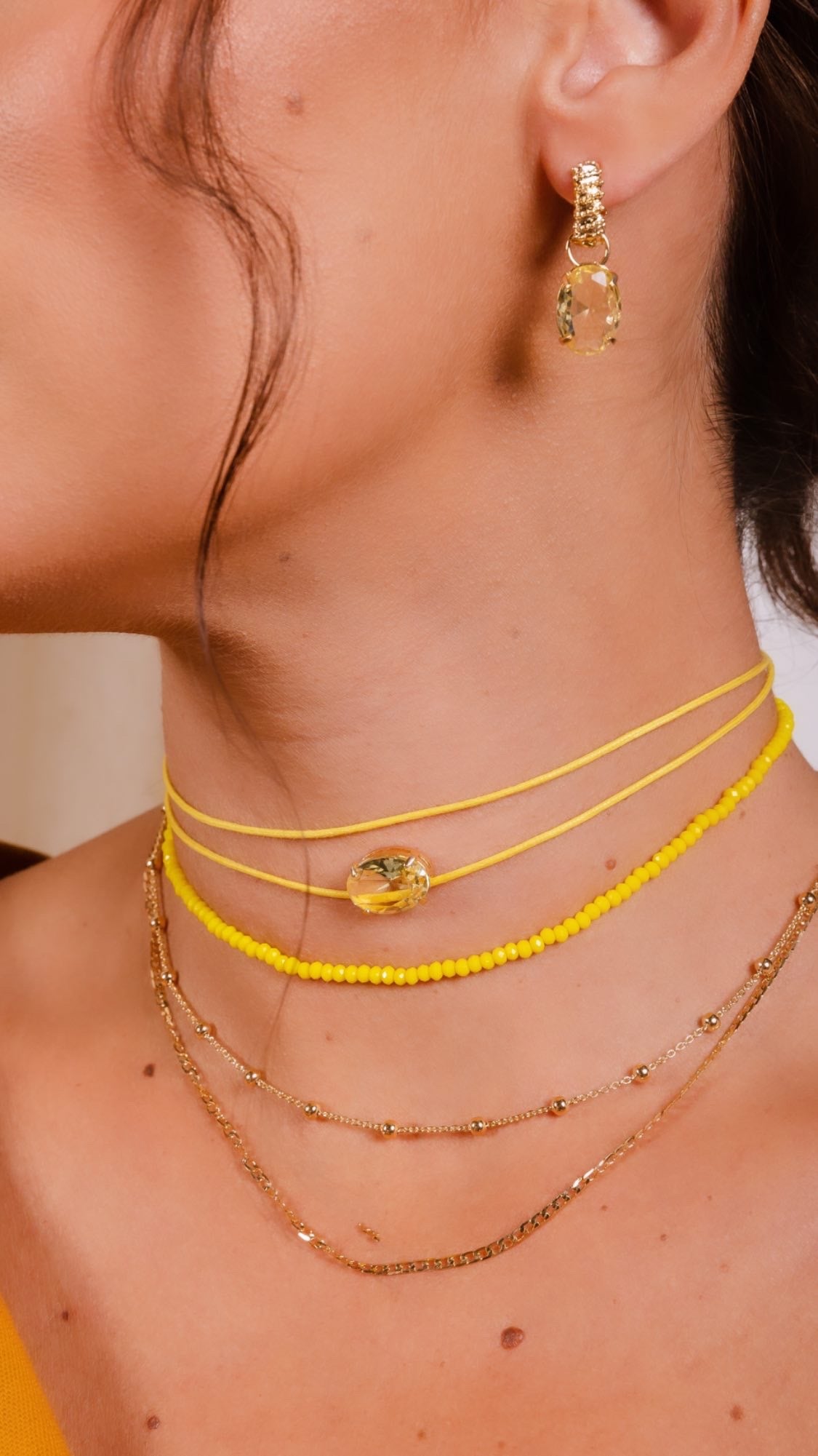 Leather Zirconia Choker Necklace