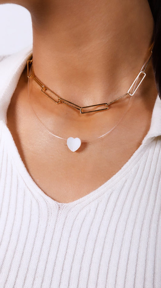 Heart Clear Choker Necklace