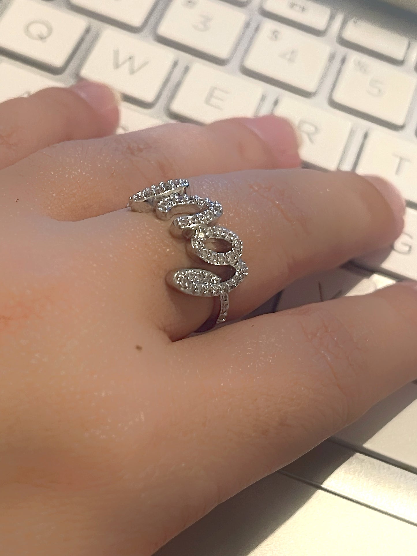 Rhodium Love Ring