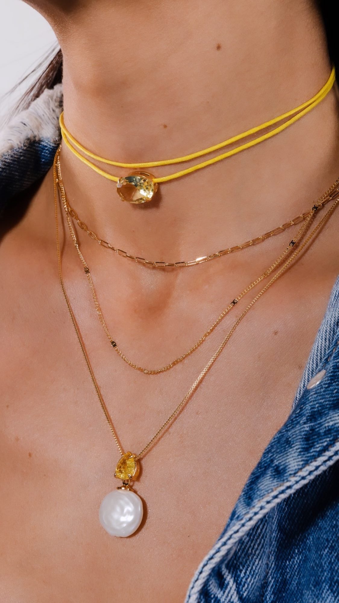 Leather Zirconia Choker Necklace