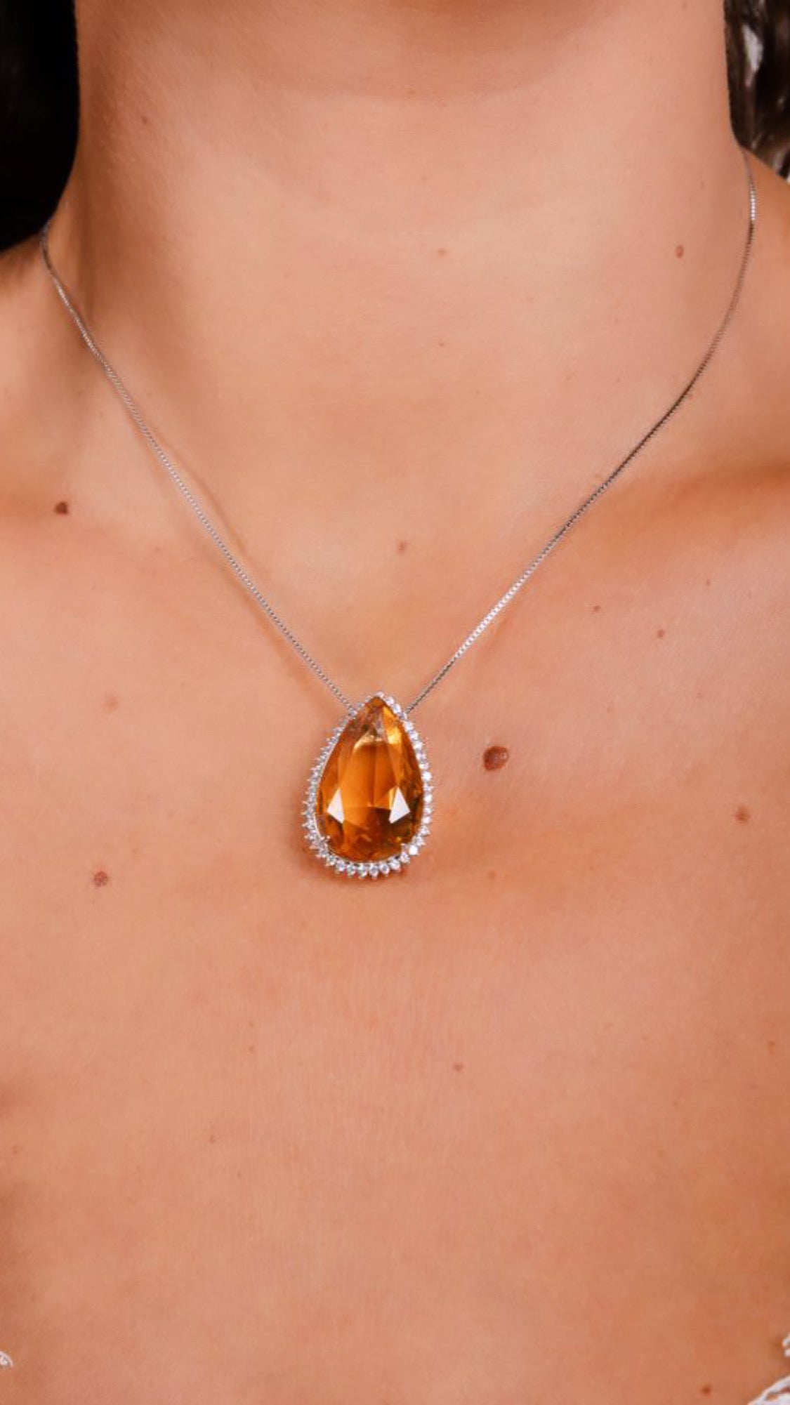Ambar Crystal Drop Pave Necklace